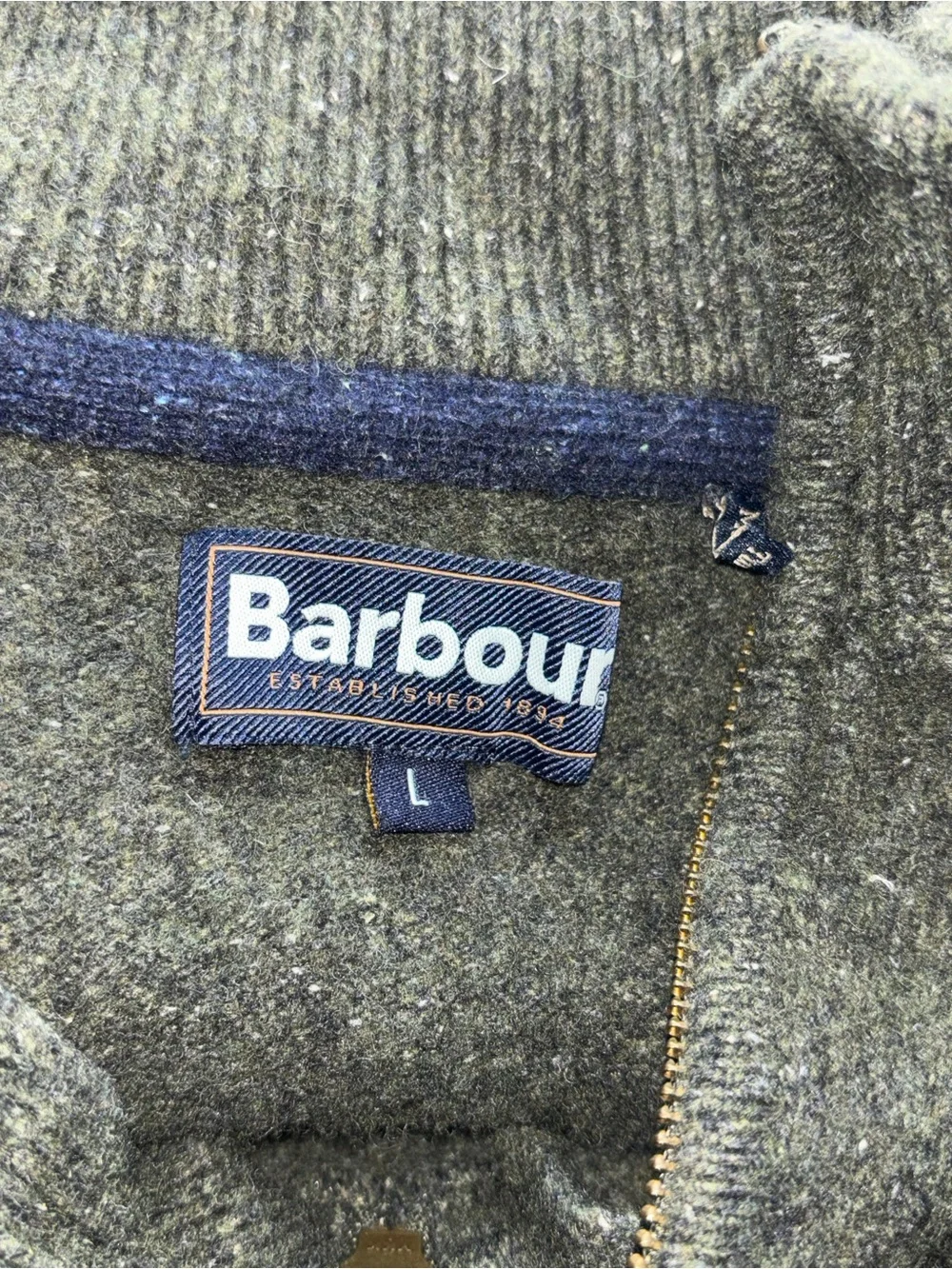 Barbour Sweater Men’s Wool Silk Blend 1/4 Zip Mock Neck Knit Pullover Sz Large